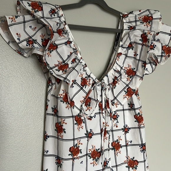 ZARA White floral ruffle dress size M - Picture 6 of 11
